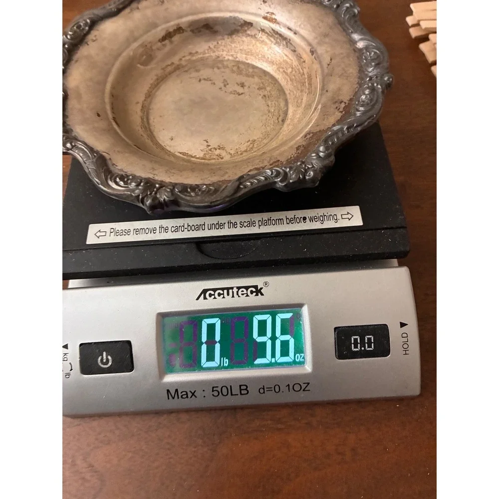 Vintage EPCA Old English by Poole Silver Plated Scalloped Bowl 5004 Ornate 6in